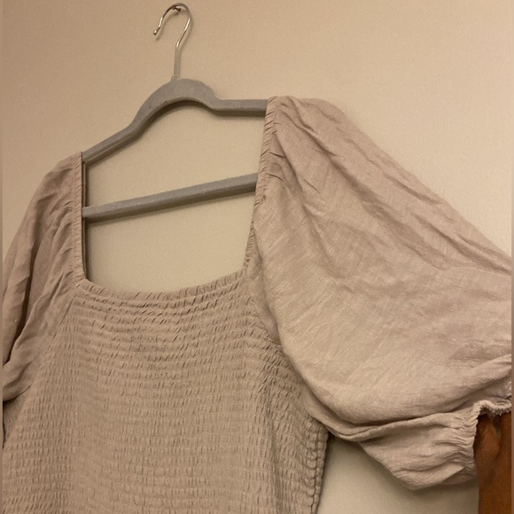 J Gee Neutral Smocked Tierd Midi Dress size 3x - Picture 5 of 7